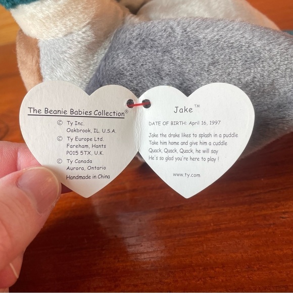 Ty Jake the Drake Duck Beanie Baby Collectible Stuffed Animal NWT - Picture 8 of 10